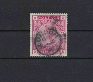 GREAT BRITAIN 1883 5 SHILLINGS ROSE USED STAMP LONDON CANCEL  REF 5561