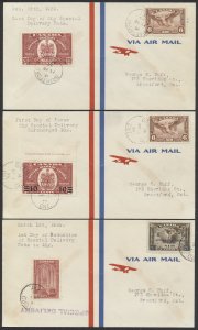 1939 Set of 3 Special Delivery Rate Change Covers Last Day #E8 First Day #E9