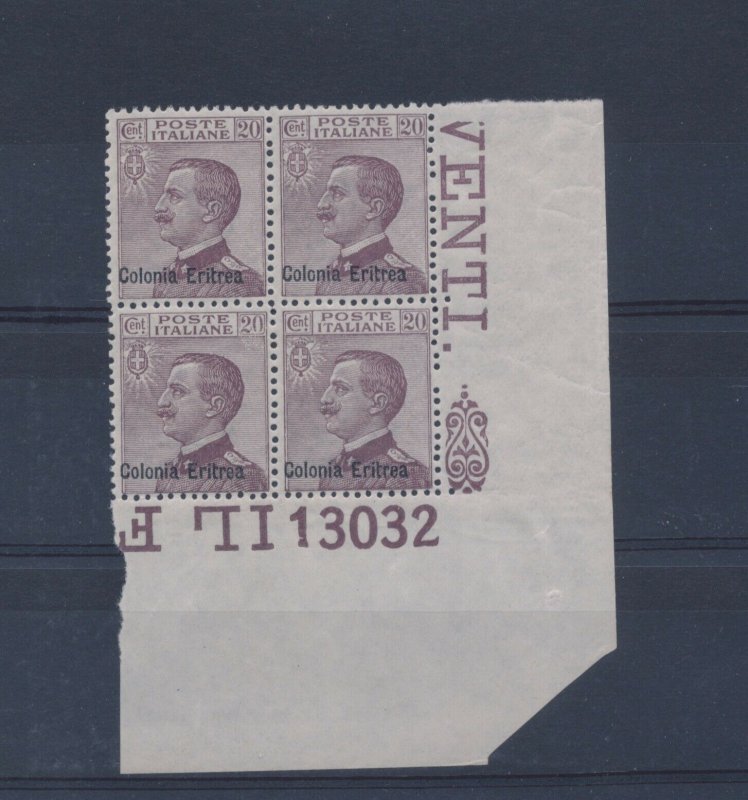 1928-29, N°123 - Michetti Soprastampato Colonia Eritrea, Corner Di Sheet C