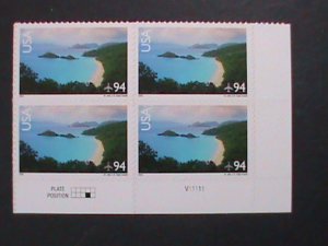 ​UNITED STATES 2008 SC#C144 TRUNK BAY-ST. JOHN, VIRGIN ISLANDS MNH PLATE BLOCK