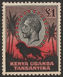 KENYA, UGANDA TANGANYIKA 1935 KGV Lion £1 black & red. MNH **.