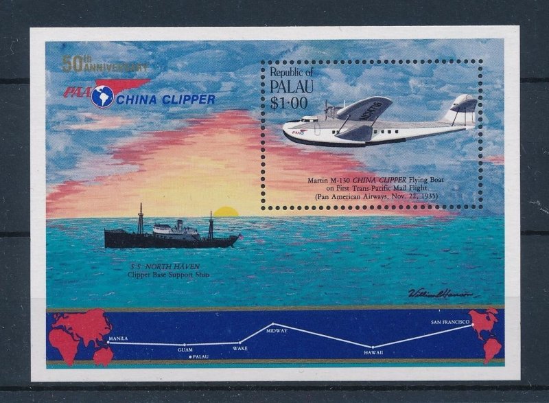 [56532] Palau 1985 Aviation aircraft ship Souvenir sheet MNH