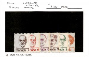 Canada, Postage Stamp, #586-588, 590-592 Mint NH, 1973 (AJ)