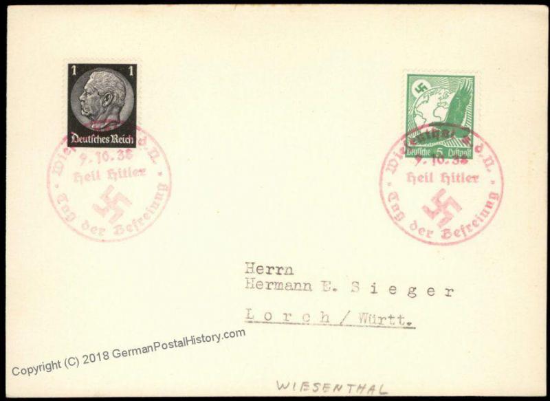 3rd Reich Germany 1938 Wiestenthal Sudetenland Annexation Provisional Cove 67893