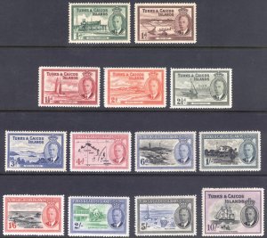 Turks & Caicos Is 1950 1/2d-10s Pictorial Scott 105-117 SG 221-233 MNH Cat $88