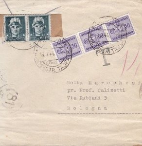 1944 RSI, Letter w/ No. 246 15 Cent. taxed pair for 1.50 lire (no. 40 x3)