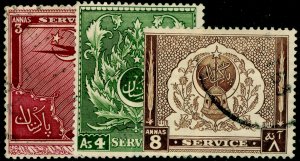 PAKISTAN SGO32-O34, COMPLETE SET, FINE USED. Cat £17.