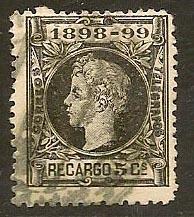 SPAIN (ESPANA) STAMP VFU 1898-99 RECARGO  5 CENTAVOS #CU-8