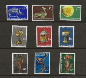 Liechtenstein 1971-3 Art sets 3 sets of 3 sg.529-31, 557-9, 578-80