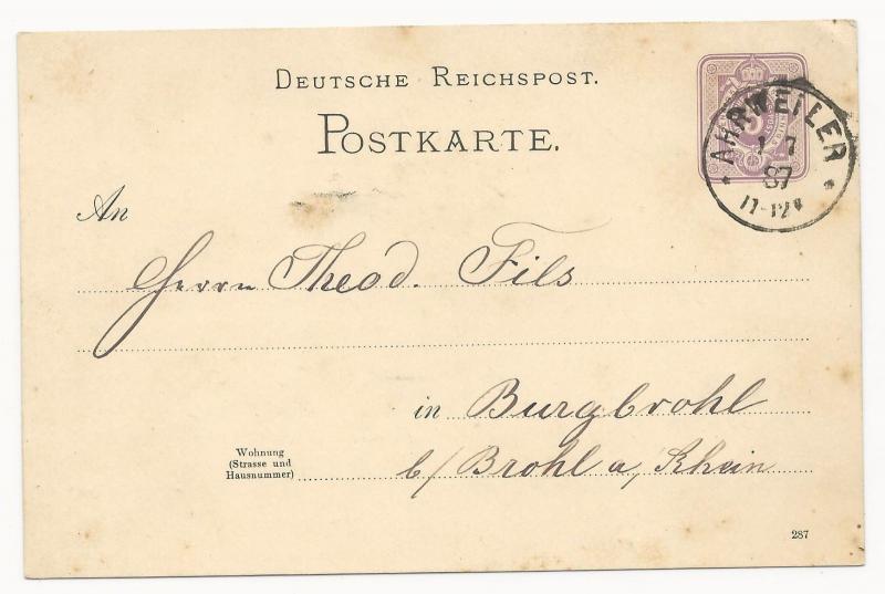 German States Bavaria Postal Card Mi #P16 1887