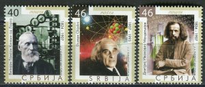 0089 SERBIA 2007 - Great Scientists - Occhialini - Kelvin - Mendeleev - MNH Set