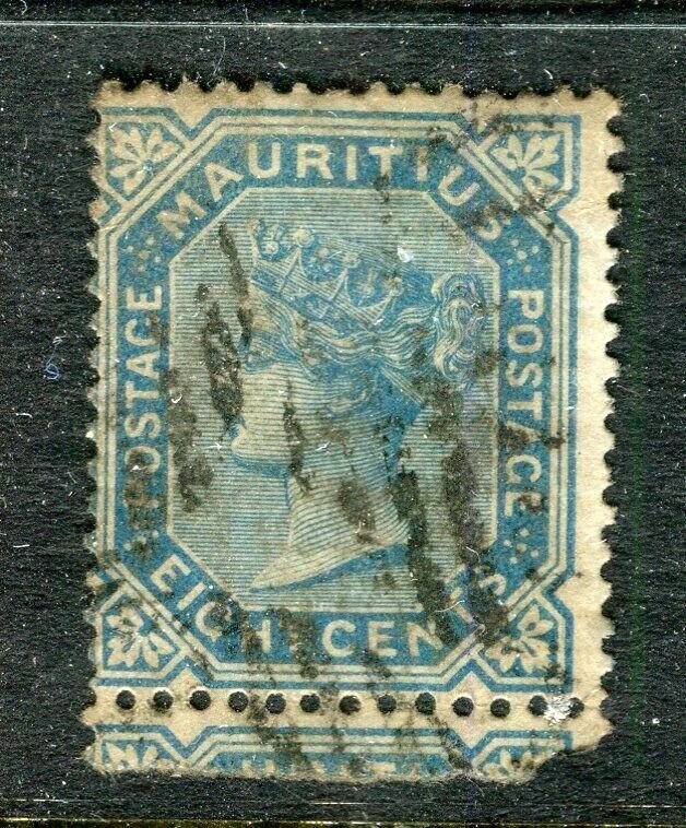 MAURITIUS; 1879 early classic QV Crown CC issue used 8c. value