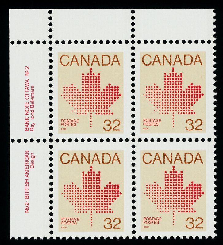Canada 924i TL Block Plate 2 MNH Maple Leaf