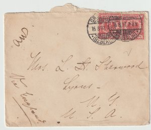 Germany  Scott 47 pair on cover 1898
