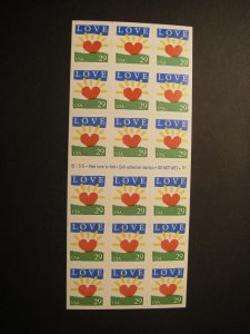 Scott 2813a, 29c Sunrise Love, #B555 21, Pane of 18, MNH Booklet Beauty