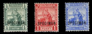 British Honduras #105-107S (SG 146-148s) Cat£85, 1909 1/2p-2 1/2p, set of th...