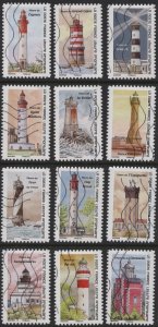 France 5884-5895 (used set of 12) lighthouses: Cayeux, etc. (2020)