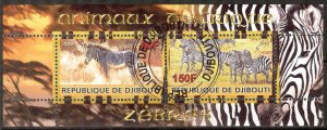 {g011} Djibouti 2010 Zebras sheet Used / CTO Cinderella