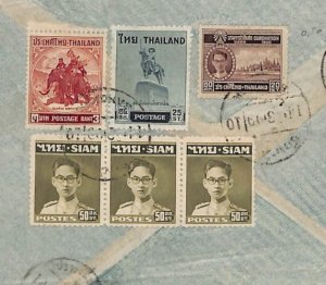 SIAM THAILAND Cover MIXED FRANKING *Farmers Bank* 1956 Geneva ELEPHANTS H123