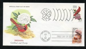 US 1966 Birds & Flowers, Indiana Dual FDC with Scott 2324 UA Ripper cachet