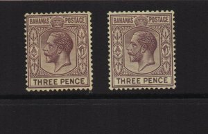 Bahamas 1931 SG120 Three Pence mounted mint 2 examples