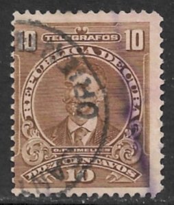 CUBA 1911 10c Primelles Telegraph Stamp His. T102 VFU