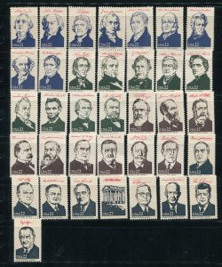 2216-2219 Ameripex US Presidents All 36 Single 22¢ Stamps