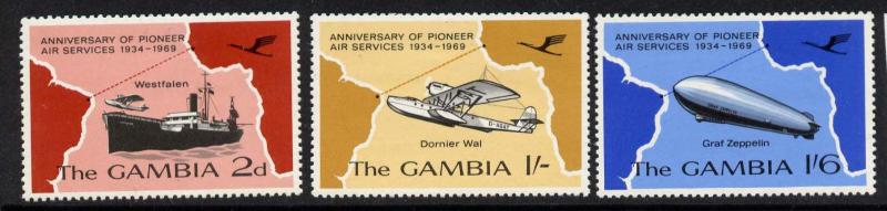 Gambia 241-3 MNH Aircraft, Map, Airship