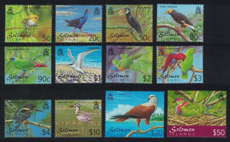 Solomon Is. Swamphen Hornbill Tern Parrot Kingfisher Curlew Kite Birds 12v
