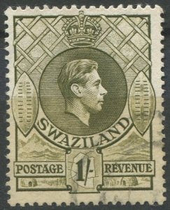 Swaziland Sc#34 Used, 1sh ol grn, King George VI Issue (1938) (1938)