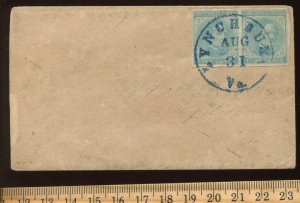 CSA 7 Pair Used on Cover with  Blue Lynchburg VA Dated CCL BZ1686
