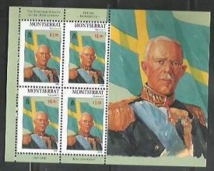 MONTSERRAT - 1998 - King Bernadotte, Sweden -Perf 4v Min Sheet-Mint Never Hinged