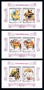 [95928] Madagascar 1991 Animals Cats Dogs Horses Imperf. Miniature Sheet MNH