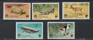 Uganda # 176-180, 180a, WWF Endangered Species, Mint NH, 1/2 Cat.