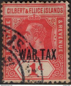 GILBERT & ELLICE ISLAND 1918 KGV 1d Red SG26 Used