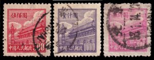 China, Peoples Rep. of, Scott 14, 16, 18 (1950) Used F-VF Q