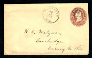 US8c Stamped Envelope Fancy Cancel U.S. Mail 2 cent Brown, Jan. 19 1886 Den. O