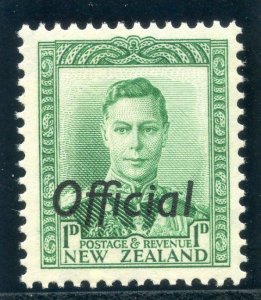 New Zealand 1941 KGVI Official 1d green superb MNH. SG O137. Sc O88.