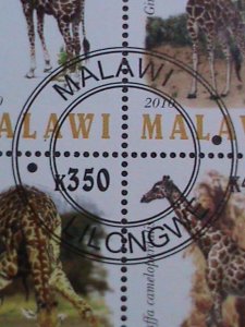 MALAWI -2010-PROTECTED ENDANGER ANIMALS-GIRAFFES-CTO SHEET VERY FINE