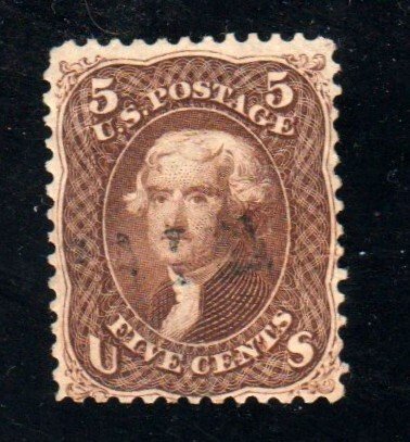 US #76 5c Jefferson - Brown  CV$130.00