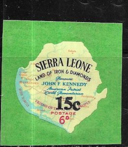 Sierra Leone #292 15c on 6p J.F.K.  (MNH) CV $2.75