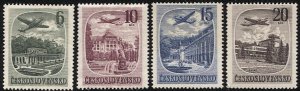 CZECHOSLOVAKIA 1951  Sc C36-39, Mint MLH VF Complete set Airmails