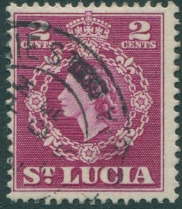 St Lucia 1953 SG173 2c purple QEII FU