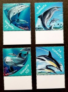 *FREE SHIP Vanuatu Dolphins 2000 Ocean Marine Life Mammals (stamp margin) MNH