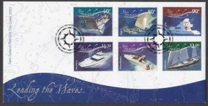 NEW ZEALAND 2002 Leading The Waves - Yachts etc commem FDC..................V960