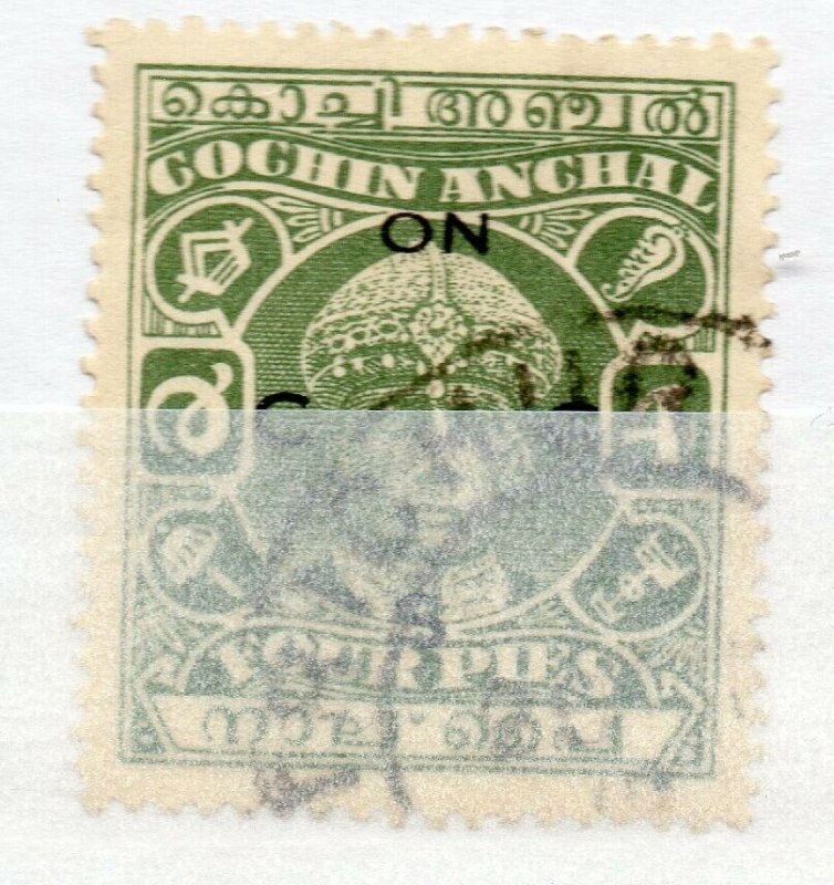 India Cochin 1942-43 Early Issue Fine Used 4p. Optd NW-16236