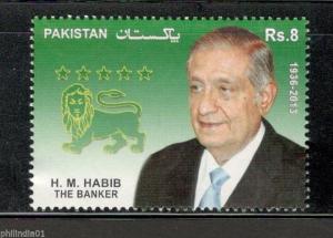 Pakistan 2014 H. M. Habib - The Banker Lion Famous People MNH # 4202