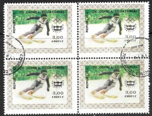 EQUATORIAL GUINEA 1976 3e INSSBRUCK Winter Olympics Block of 4 CTO USED