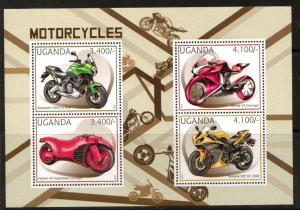 UGANDA 2012 MOTORBIKES SHEETLET MNH