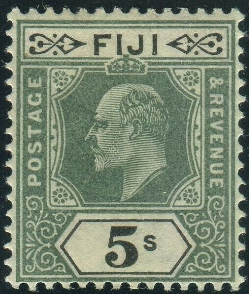 FIJI-1903 5/- Green & Black.  A mounted mint example Sg 113